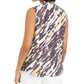 Bar III Women's Abstract Animal-Print V-Neck Blouse Black Size Medium