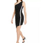 BCX Junior's Rhinestone Trim One Shoulder Dress Black Size X-Small