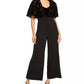 Thalia Sodi Women's Lace Mesh Surplice Jumpsuit Black Size XX-Large