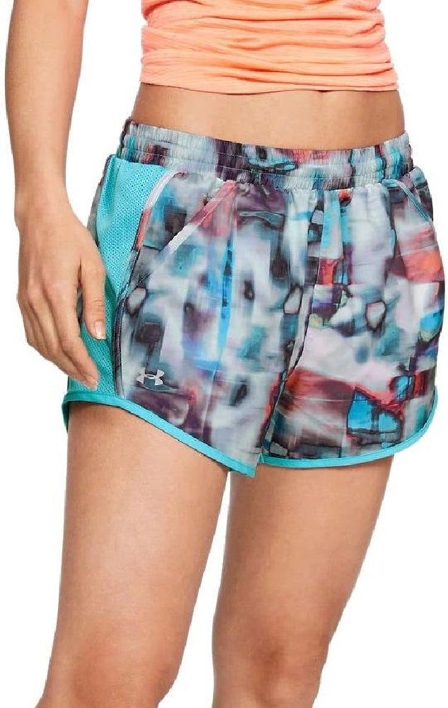 Under Armour Women's Fly-By Printed Running Shorts Natural Size X-Large