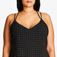 City Chic Women's Trendy Plus Size Strappy Metallic Stud Tank Top Black Size 20W
