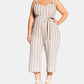 City Chic Women's Trendy Carmine Striped Cropped Jumpsuit White Size 18W