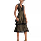 Taylor Women's Dresses Pleated Double Tiered Dress Metallic Black Size 4