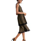 Taylor Women's Dresses Pleated Double Tiered Dress Metallic Black Size 4