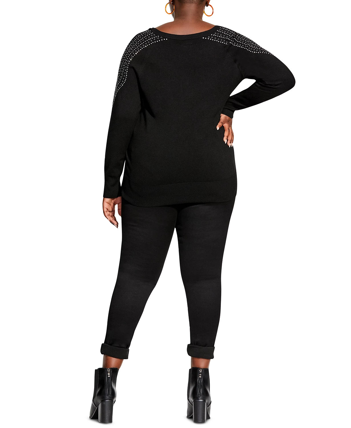 City Chic Women's Trendy Plus Dream Shoulder Sweater Black Size 24W