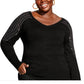 City Chic Women's Trendy Plus Dream Shoulder Sweater Black Size 24W