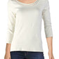 Ralph LaurenWomen's Ivory 3/4 Sleeve Scoop Neck Top Natural Size Large