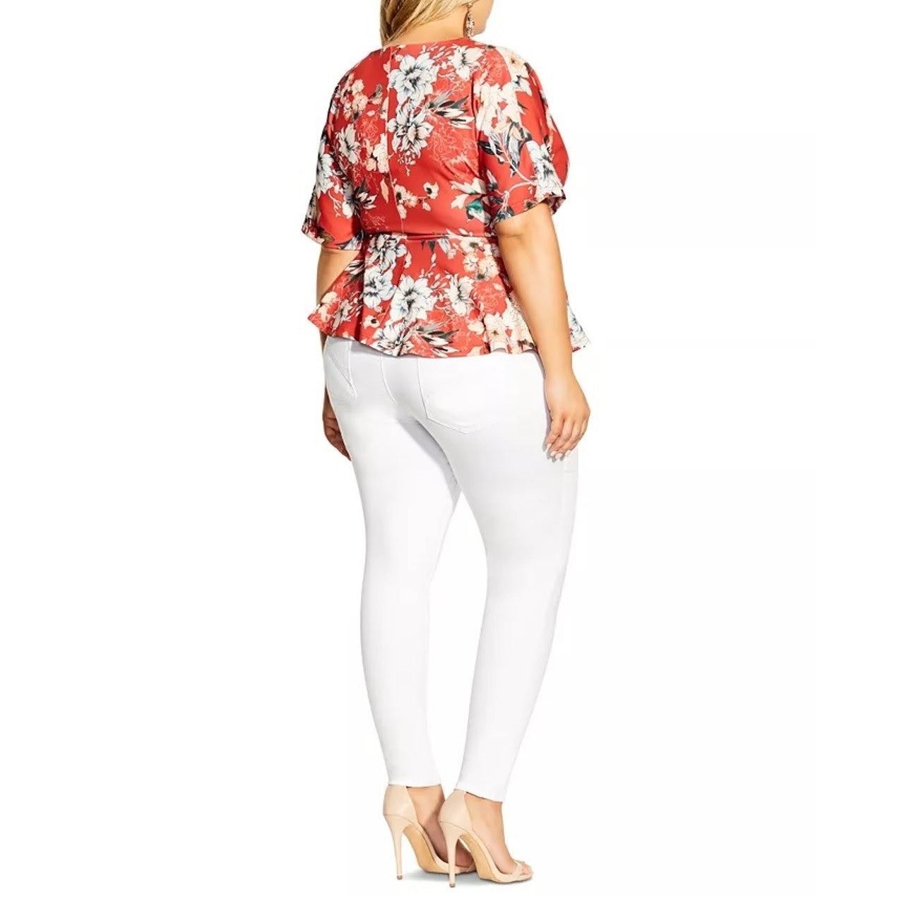 City Chic Women's Trendy Plus Size Printed Twist-Front Top Dark Orange Size 20W