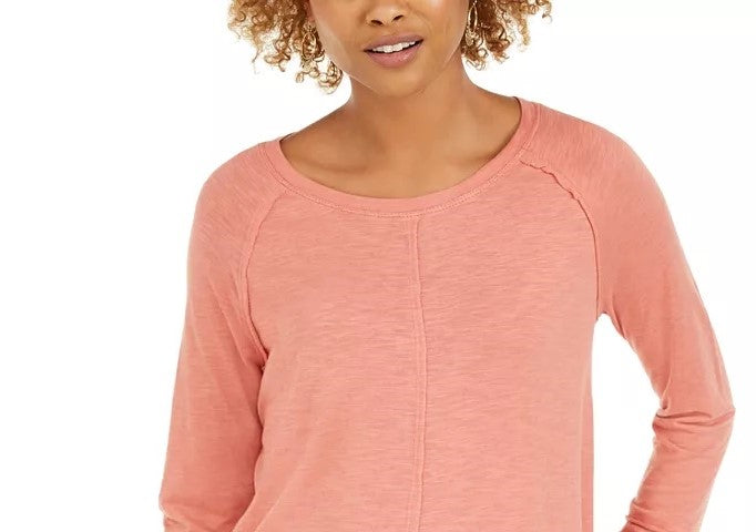 Style & Co Women's Cotton High-Low Top Orange Size Extra Small