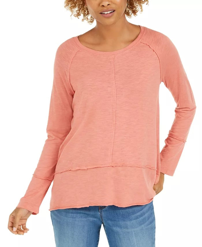 Style & Co Women's Cotton High-Low Top Pink Size Small