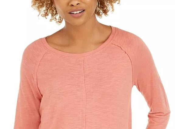 Style & Co Women's Cotton High-Low Top Pink Size Small