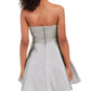City Studios Juniors' Strapless Lace Bow Dress Gray Size 3