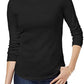 Charter Club Women's Cotton Mock-Neck Top Black Size Large