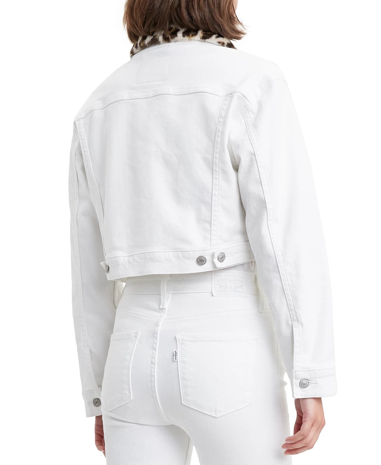 Levi's Women's Limited Cropped Denim Trucker Jacket White Size Large