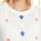 CeCe Women's Embroidered Cable Knit Sweater White Natural Size Large