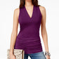 INC International Concepts Women's Ruched V-Neck Top Purple Size X-Small