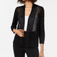 Alfani Women's Mixed Stitch Open Front Cardigan Sweater Black Size Petite Small