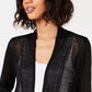 Alfani Women's Mixed Stitch Open Front Cardigan Sweater Black Size Petite Small