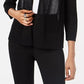 Alfani Women's Mixed Stitch Open Front Cardigan Sweater Black Size Petite Small