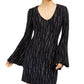 City Studios Juniors' Glitter Stripe Dress Gold Size Extra Small