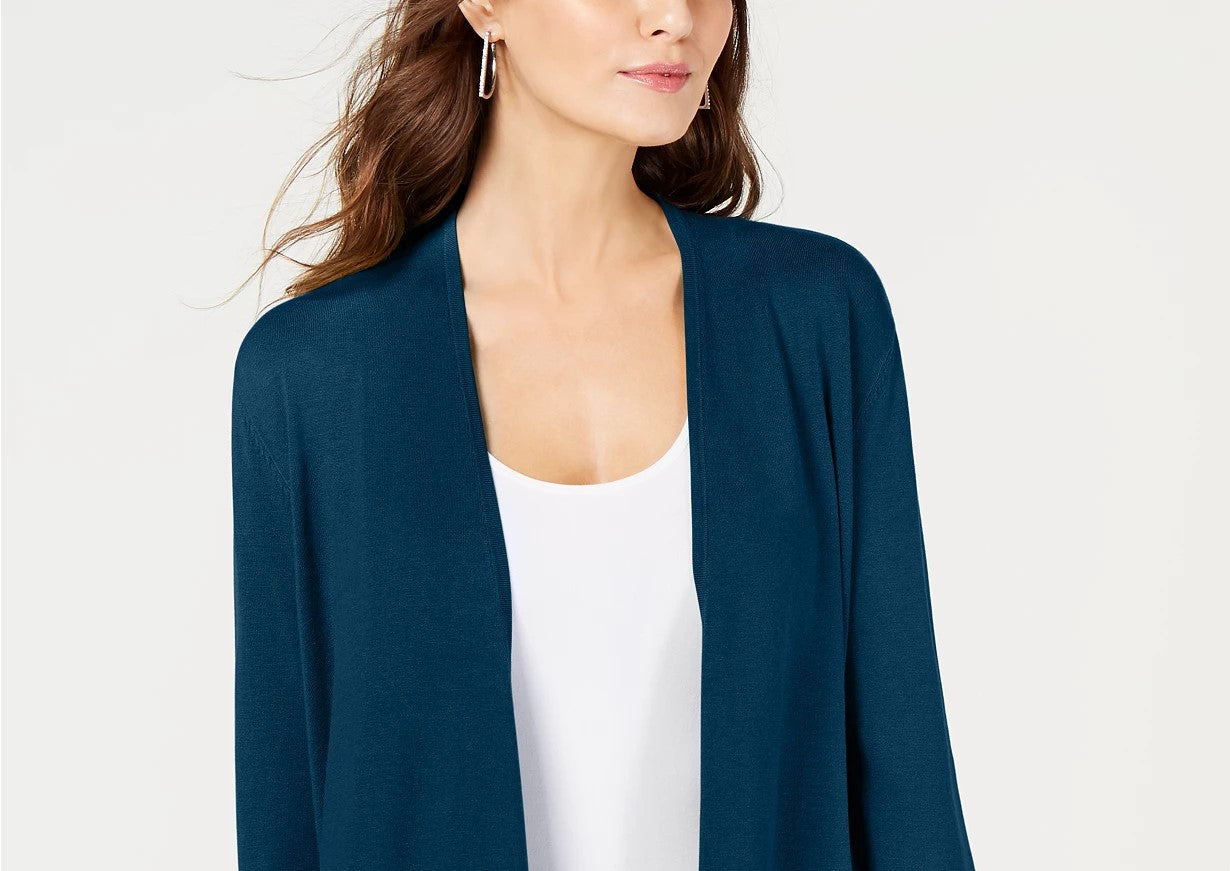 Alfani Women's Petite Tie-Sleeve Cardigan Dark Green Size Petite Medium