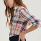 Lucky Brand Women's Classic One-Pocket Plaid Shirt White Size Small