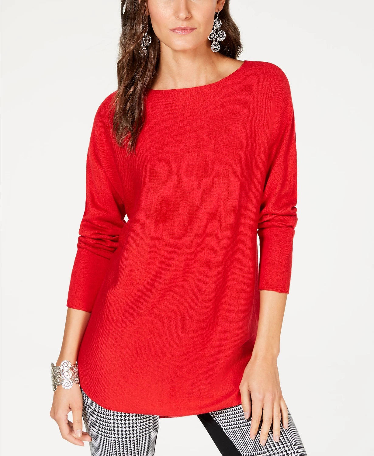 INC International Concepts Women's Petite Sweater Tunic Red Size Petite