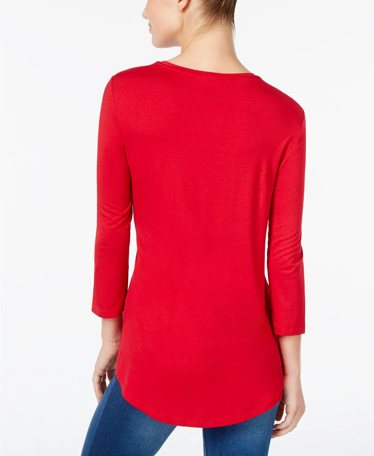 JM Collection Women's Scoop Neck Top In Regular And Red Size X-Small
