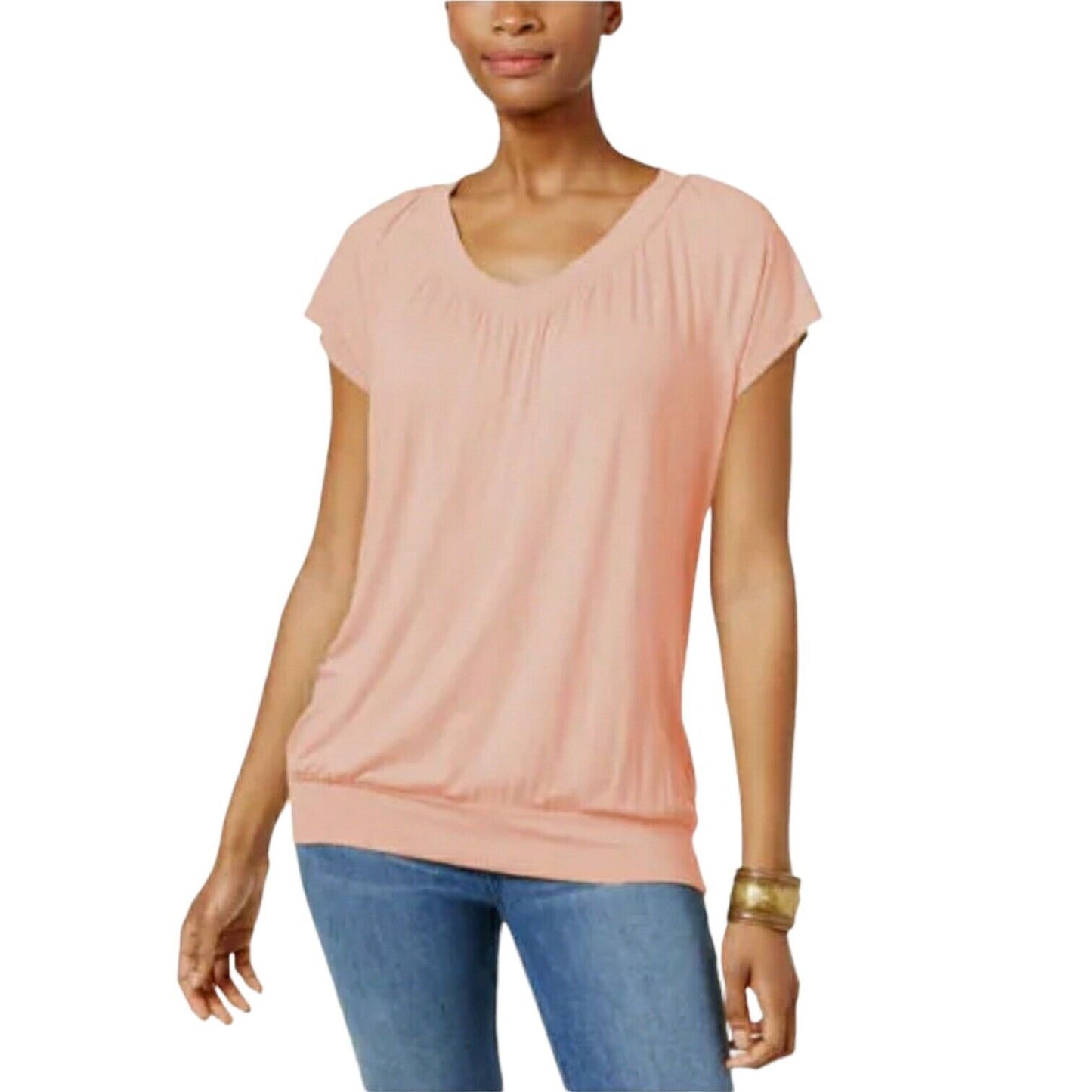 JM Collection Women's Blouson T-Shirt Pink Size X-Large