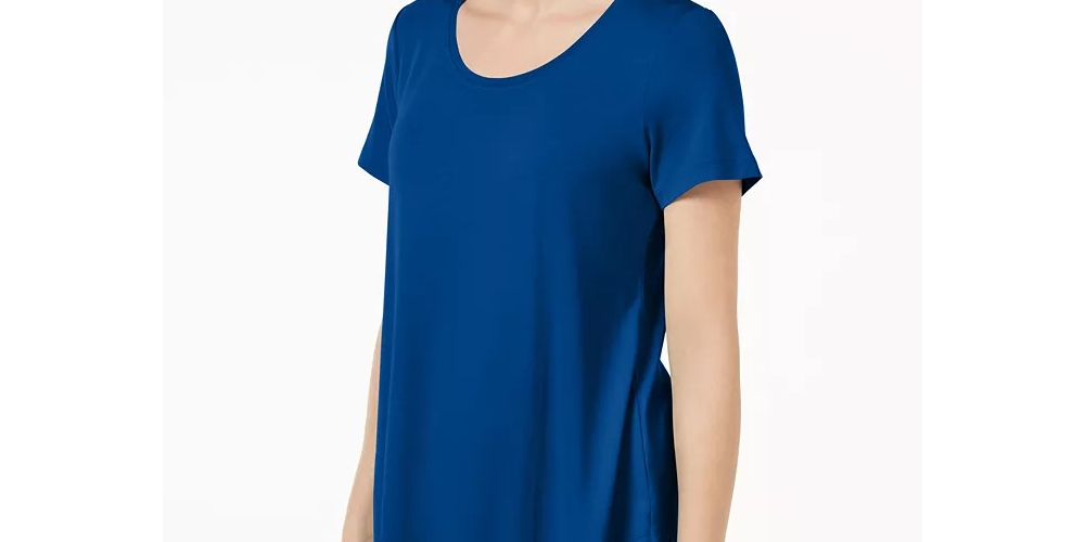 JM Women's Collection Scoop-Neck Top Bright Blue Size Small