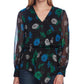 Vince Camuto Women's Floral-Print Cinched-Waist Top Black Size Small