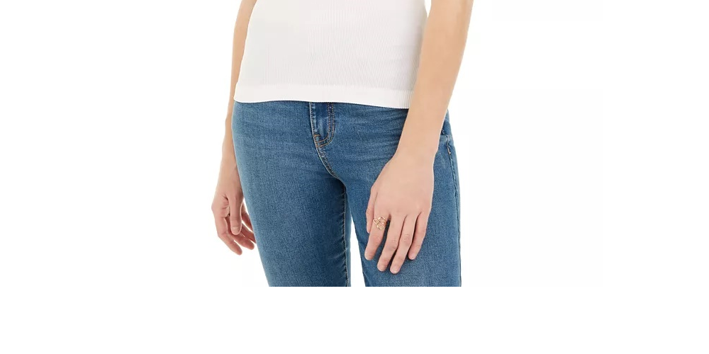 Planet Gold Juniors' Ribbed Knit Tank Top White Size 34X16