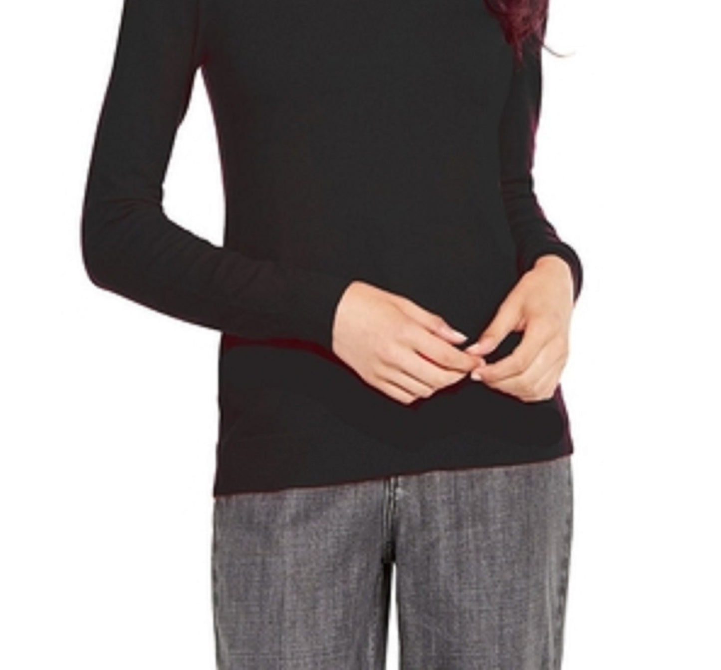 Planet Gold Juniors' Long-Sleeve Mock-Neck Top Black Size Large