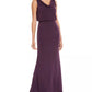 Adrianna Papell Women's Blouson Cowlneck Gown Purple Size 10