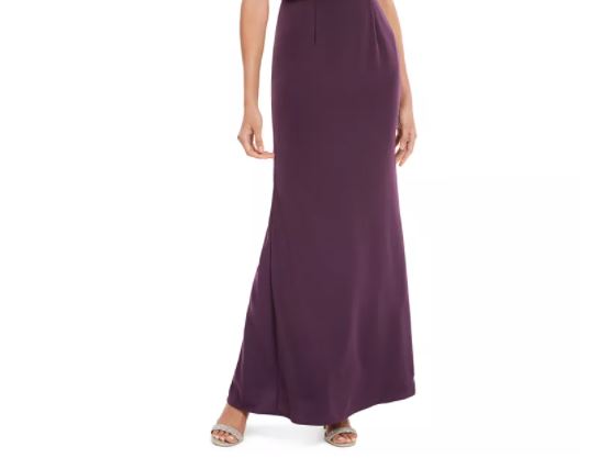 Adrianna Papell Women's Blouson Cowlneck Gown Purple Size 10