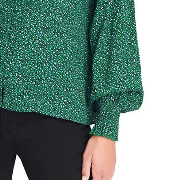 Sanctuary Women's Noelle Smocked Cuff Blouse Green Size Large