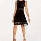 Calvin Klein Women's Velvet Illusion A Line Dress Black Size 16
