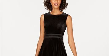 Calvin Klein Women's Velvet Illusion A Line Dress Black Size 16