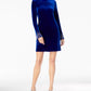 केल्विन क्लेन महिलाओं की सुसज्जित बेल-स्लीव शीथ ड्रेस नीला आकार 16
