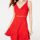 Speechless Junior's V Neck Skater Dress Red Size 13