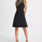 DKNY Women's Sequin And Crepe Combo Fit & Flare Dress Black Size 4