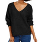 Hippie Rose Juniors' Chenille V-Neck Sweater Black Size Small