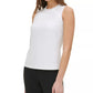 Tommy Hilfiger Women's Ruffle-Neck Sleeveless Top White Size Small