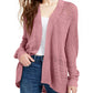 Hippie Rose Juniors' Textured Dolman-Sleeve Cardigan Purple Size Small