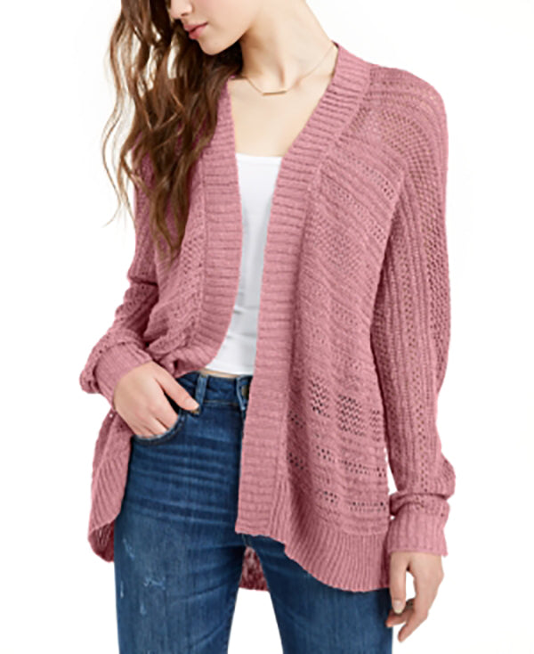 Hippie Rose Juniors' Textured Dolman-Sleeve Cardigan Purple Size Small