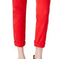 Tommy Hilfiger Women's Cuffed Chino Straight-Leg Pants Dark Red Size 8