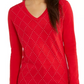 Tommy Hilfiger Women's Studded Argyle Cotton Sweater Medium Red Size X-Small