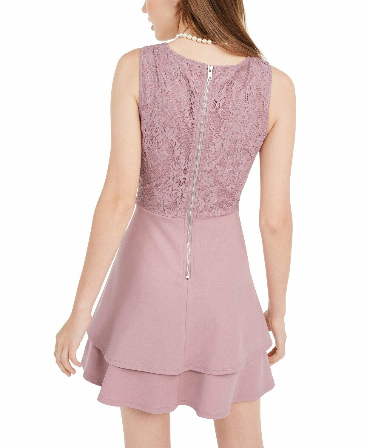 Speechless Juniors' Lace-Top Dress PINK Size Extra Large