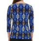 Calvin Klein Women's Embellished 3/4 Sleeve Top Blue Size X-Large