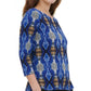 Calvin Klein Women's Embellished 3/4 Sleeve Top Blue Size X-Large